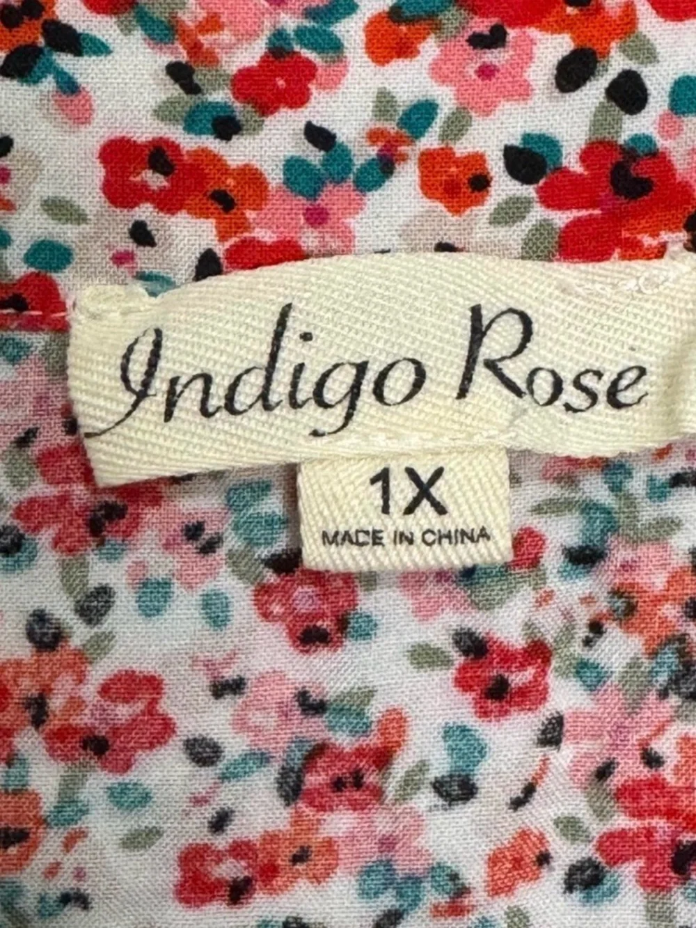 Indigo Rose Floral Mini Dress Cottagecore Coquette Romantic Button Front Sz‎ 1X - Picture 6 of 8